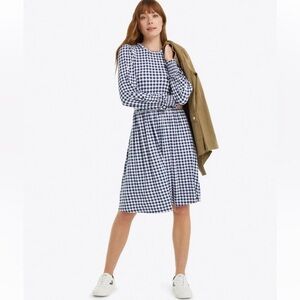 Draper James Kitty Dress Sze Large Gingham Knit Dress Long Sleeve Nassau